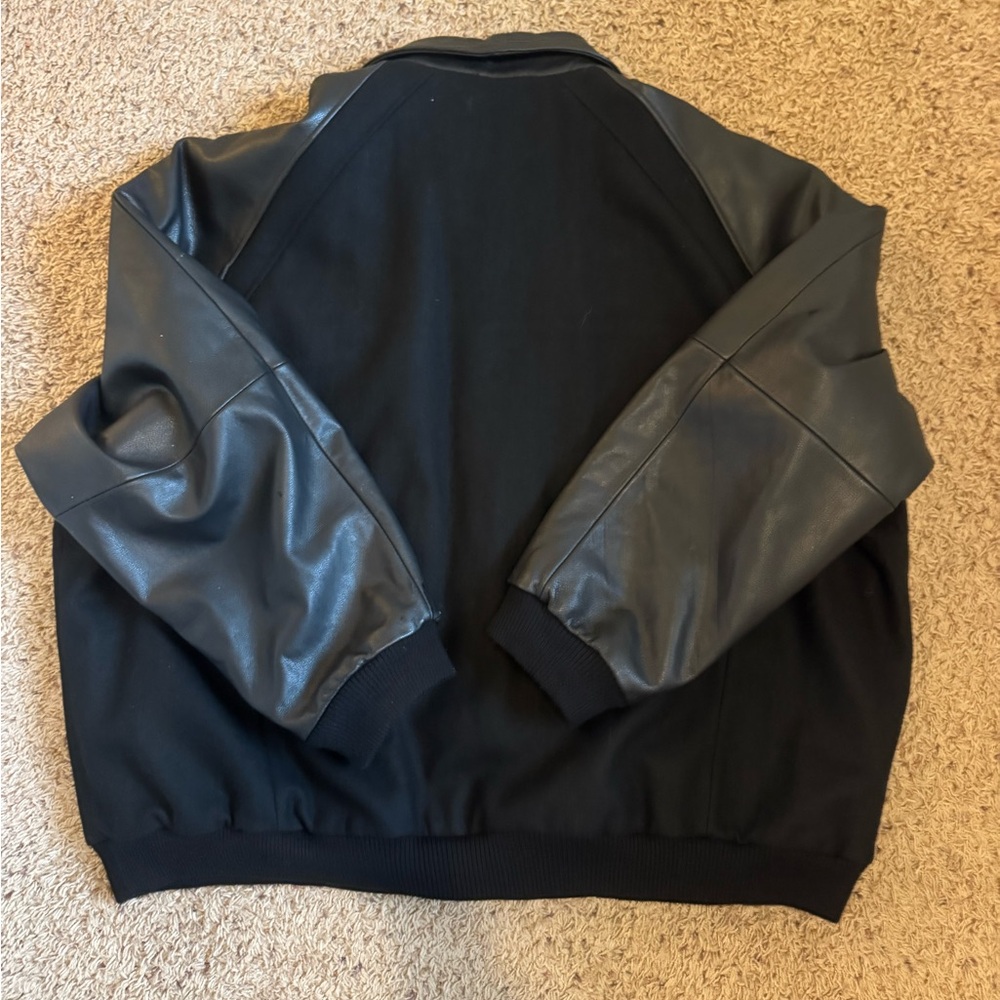 Excelled Men’s Collection Black Bomber Jacket with Leather Sleeves XXXXL - Picture 2 of 16